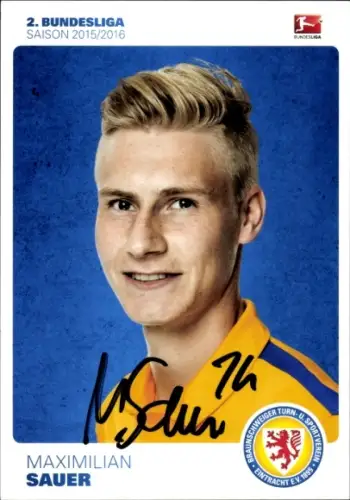 Autogrammkarte Fußballer Maximilian Sauer, Eintracht Braunschweig, Autogramm