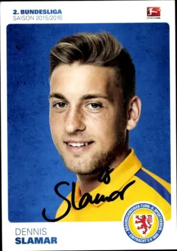 Autogrammkarte Fußballer Dennis Slamar, Eintracht Braunschweig, Autogramm