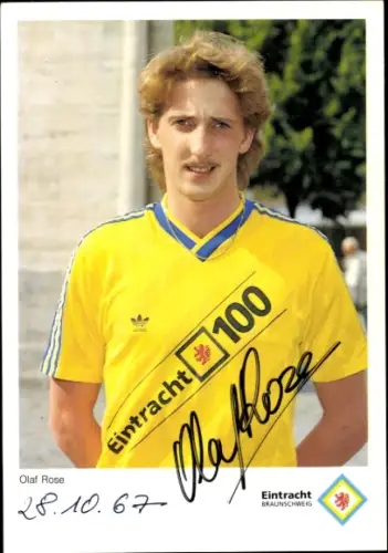Autogrammkarte Fußballer Olaf Rose, Eintracht Braunschweig, Autogramm