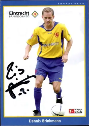 Autogrammkarte Fußballer Dennis Brinkmann, Eintracht Braunschweig, Autogramm