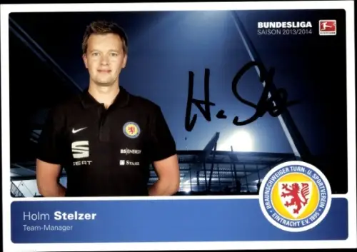 Autogrammkarte Teammanager Holm Stelzer, Eintracht Braunschweig, Autogramm