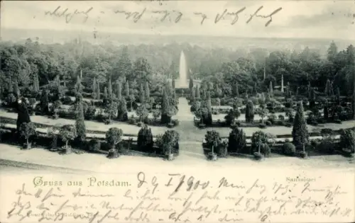 Ak Potsdam Sanssouci, Blick über die Terrassen