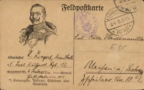 Ak Kaiser Wilhelm II, Portrait