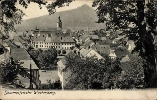 Ak Wartenberg Schlesien, Blick auf  Kirche, Häuser, Bäume, Sommerfrische