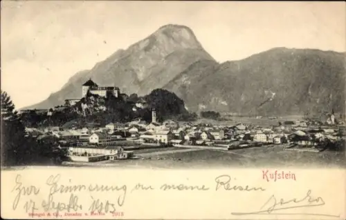Ak Kufstein in Tirol, Berglandschaft, Stadt  Burg  