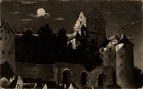 Ak Meersburg am Bodensee, Altes Schloss, Mondschein, Meersburg am Bodensee