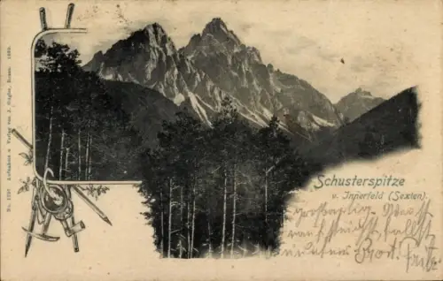 Ak Sesto Sexten Trentino Südtirol, Schusterspitze von Innerfeld