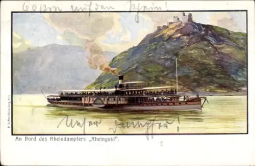 Künstler Ak Rheindampfer Rheingold, Salondampfer, Köln Düsseldorfer Rheindampfschifffahrt