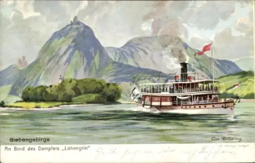 Künstler Ak Detering, Osc., Siebengebirge, Dampfer Lohengrin, Köln-Düsseldorfer Rheindampfschiffahrt