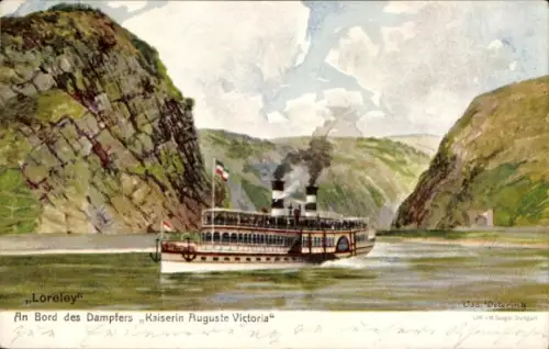 Künstler Ak Detering, Dampfer Kaiserin Auguste Victoria, Loreley