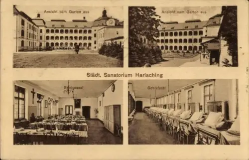 Ak Harlaching München, Städtisches Sanatorium, Speisesaal, Schlafsaal