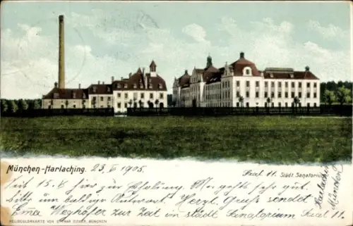 Ak München Harlaching, Blick auf das Städtische Sanatorium