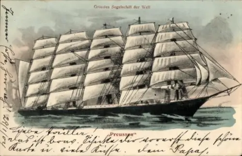 Ak Segelschiff Preußen, Größtes Segelschiff der Welt