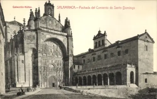 Ak Salamanca Kastilien und León, Fassade des Convento de Santo Domingo,  schwarz-weiß,  