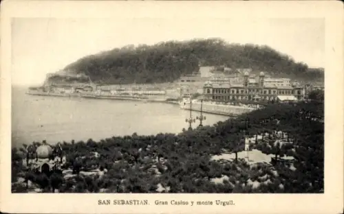 Ak Donostia San Sebastian Baskenland,  Gran Casino, Monte Urgull, Küstenansicht