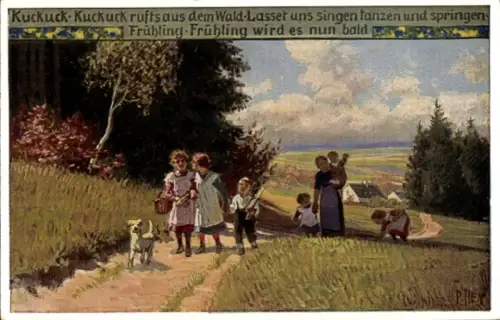Künstler Ak Hey, Paul, Volksliederkarte Nr 73, Kuckuck, Kuckuck, ruft's aus dem Wald, Mitgliedskarte