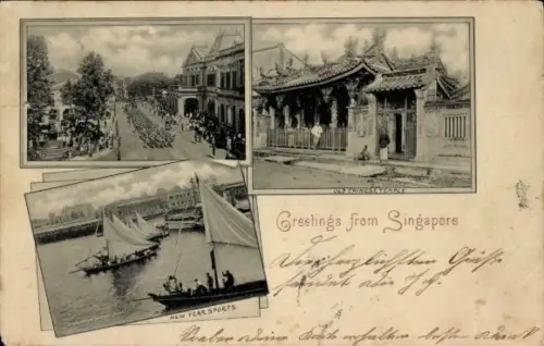 Ak Singapore Singapur, Neujahr Sport, Chinesischer Tempel