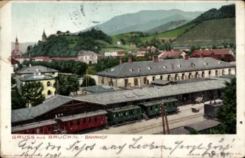 Ak Bruck an der Mur Steiermark, Bahnhof, Gleisansicht