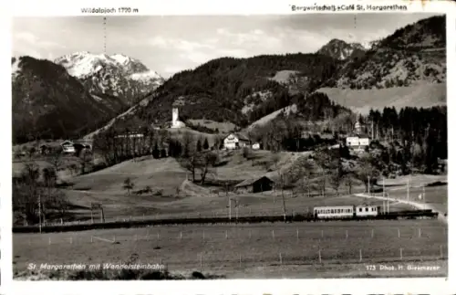 Ak Sankt Margarethen Brannenburg in Oberbayern, Gesamtansicht, Wendelsteinbahn