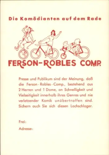 Ak Ferson-Robles Comp., Komödianten auf dem Rade, Akrobaten