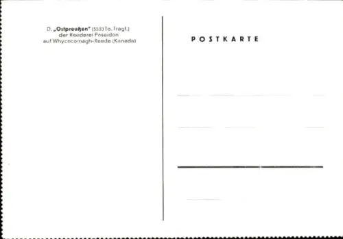 Ak Dampfer Ostpreußen, Reederei Poseidon