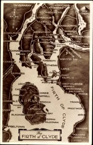 Landkarten Ak Schottland, Firth of Clyde, Arran, Inveraray