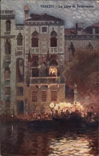 Künstler Ak Venezia, La Casa di Desdemona, Nacht, Lichter