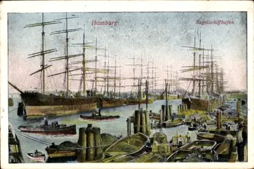 Ak Hamburg, Segelschiffhafen