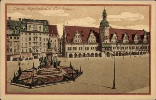 Ak Leipzig, Siegesdenkmal, Altes Rathaus