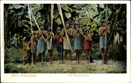 Ak Peru, Indios Antropofagos, Rio Pachitea, Peruanische Indios