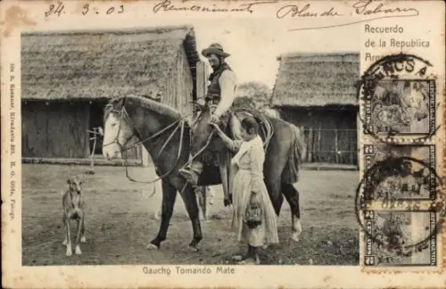 Ak Argentinien, Gaucho Drinking Mate