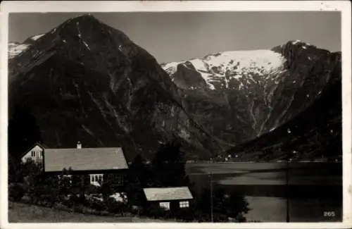 Ak Esefjord Norwegen, Teilansicht, Gebirge, See