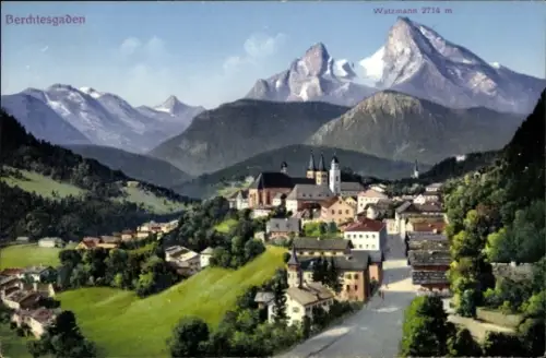 Ak Berchtesgaden in Oberbayern, Panorama mit Watzmann