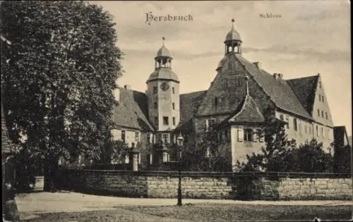 Ak Hersbruck in Mittelfranken, Schloss   Architektur, Bäume, Straßenansicht
