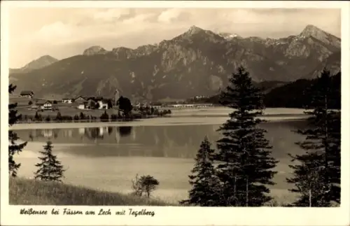 Ak Weißensee Füssen im Ostallgäu, Weißensee, Füssen, Lech, Tegelberg, Berge, Wasser, Bäume