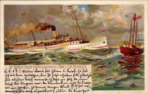 Litho Wladimir Linde, An Bord des Salon-Schnelldampfers "Prinzessin Heinrich"