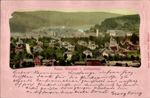 Präge Passepartout Ak Hann. Münden in Niedersachsen, Gesamtansicht, Cattenbühl