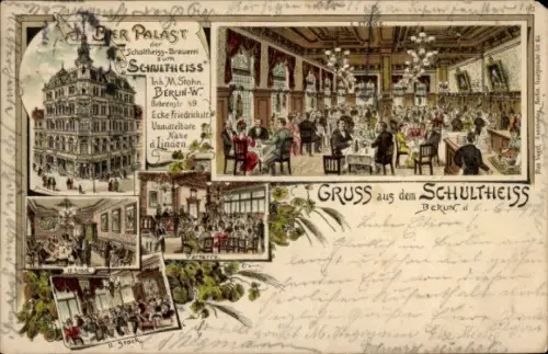 Litho Berlin Mitte, Bier Palast der Schultheiss-Brauerei zum Schultheiss, Behrenstraße 49