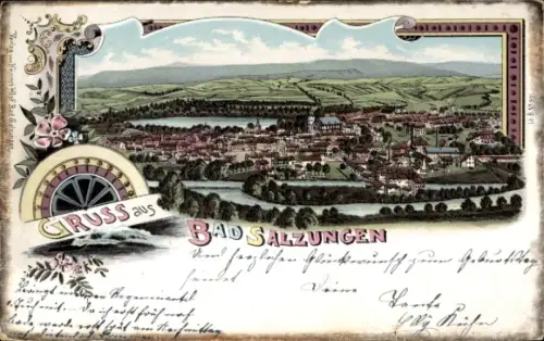 Mondschein Litho Bad Salzungen Wartburgkreis, Stadtansicht, Werra