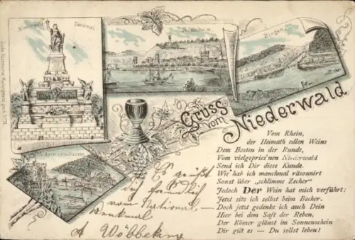 Vorläufer Litho Rüdesheim am Rhein, Niederwald Nationaldenkmal