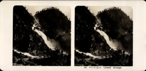 Stereo Foto Hardanger Norwegen, Laatefoß