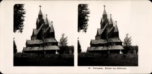 Stereo Foto Norwegen, Kirche von Hitterdal