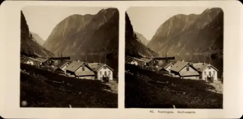 Stereo Foto Gudvangen Norwegen, Gesamtansicht