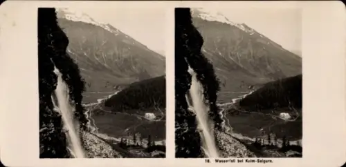 Stereo Foto Salzburg Österreich, Wasserfall bei Kolm-Saigurn