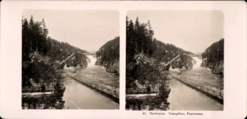 Stereo Foto Norwegen, Vrangfoss, Panorama