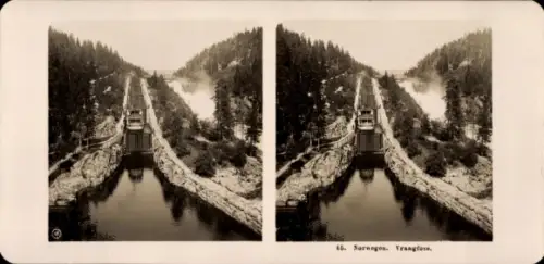 Stereo Foto Norwegen, Vrangfoss, Panorama