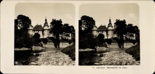 Stereo Foto Kłodzko Glatz Schlesien, Gesamtansicht, Neisse