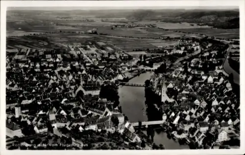 Ak Rottenburg am Neckar, Luftaufnahme von  Fluss, Brücken, Häuser, Felder