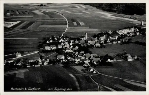 Ak Buchheim in Baden, Luftaufnahme von Buchheim, Felder, Häuser, Kirche, Landschaft