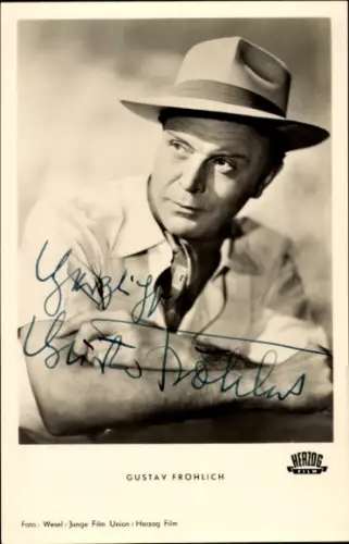Ak Schauspieler Gustav Fröhlich in Die Sünderin, Styria Film, Portrait mit Hut